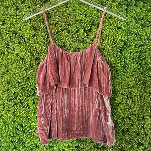 Madewell Crushed Velvet Ruffle Cami Top Silk